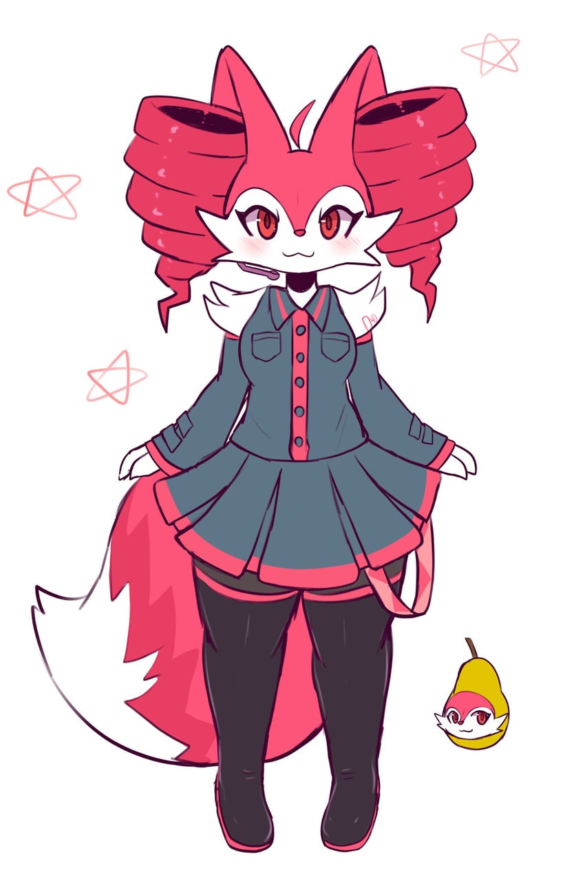 宝可梦、UTAU、长尾火狐 1名女孩 猫脸笑 呆毛 异色 异色宝可梦