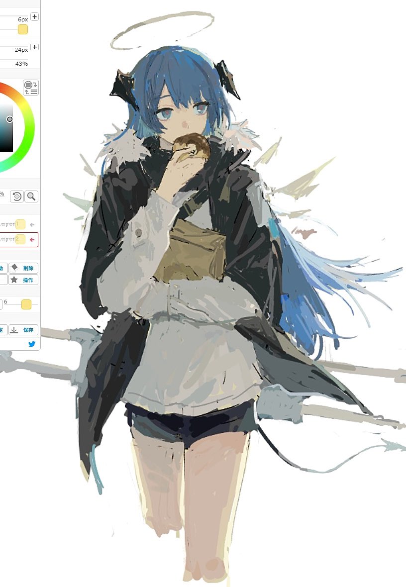 明日方舟、莫斯提马 (明日方舟) 1名女孩 画框中的绘图软件 包 黑角 黑色夹克