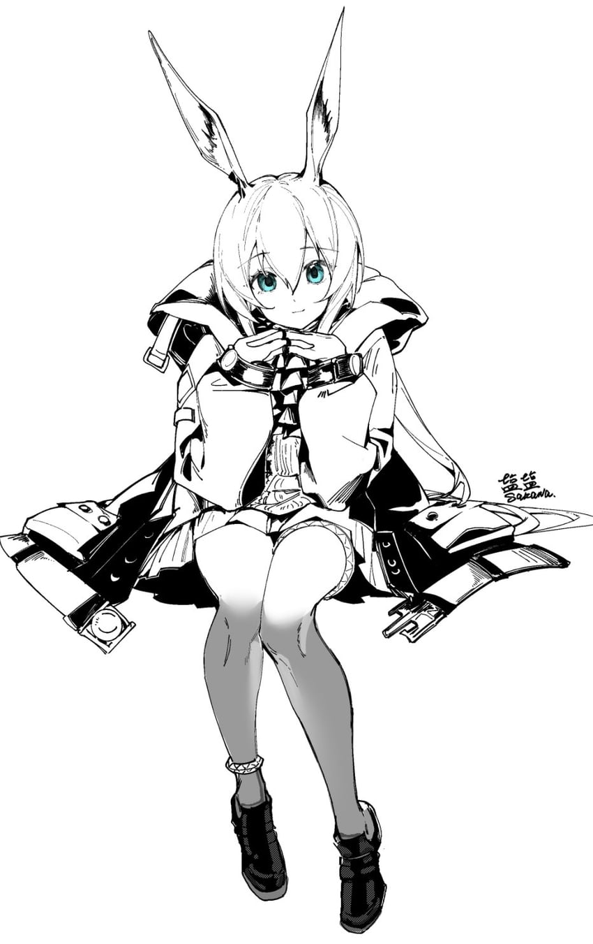 明日方舟、阿米娅 (明日方舟) 1名女孩 兽耳 脚链 蓝眼 闭嘴