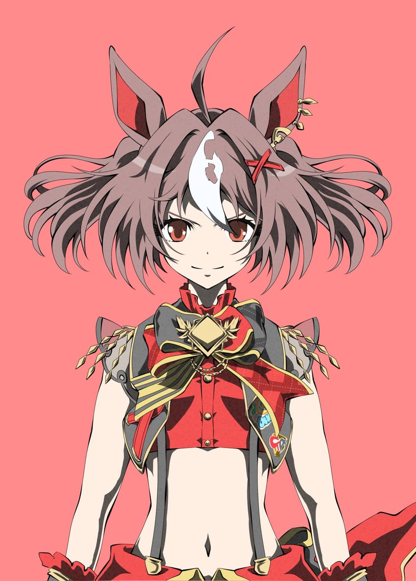 赛马娘、豪情快旅 (迈向微笑) (赛马娘)、乐声高扬 (赛马娘) 1名女孩 呆毛 兽耳 黑色夹克 蝴蝶结