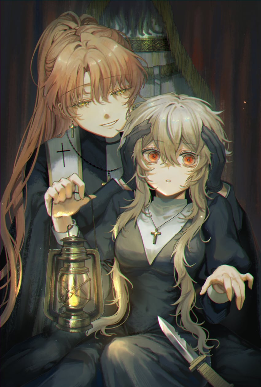 堕落之城、玩家角色 (Degrees of Lewdity)、玩家角色 (女性) (DoL) @_@ 黑色连衣裙 黑色手套 亮瞳 色差
