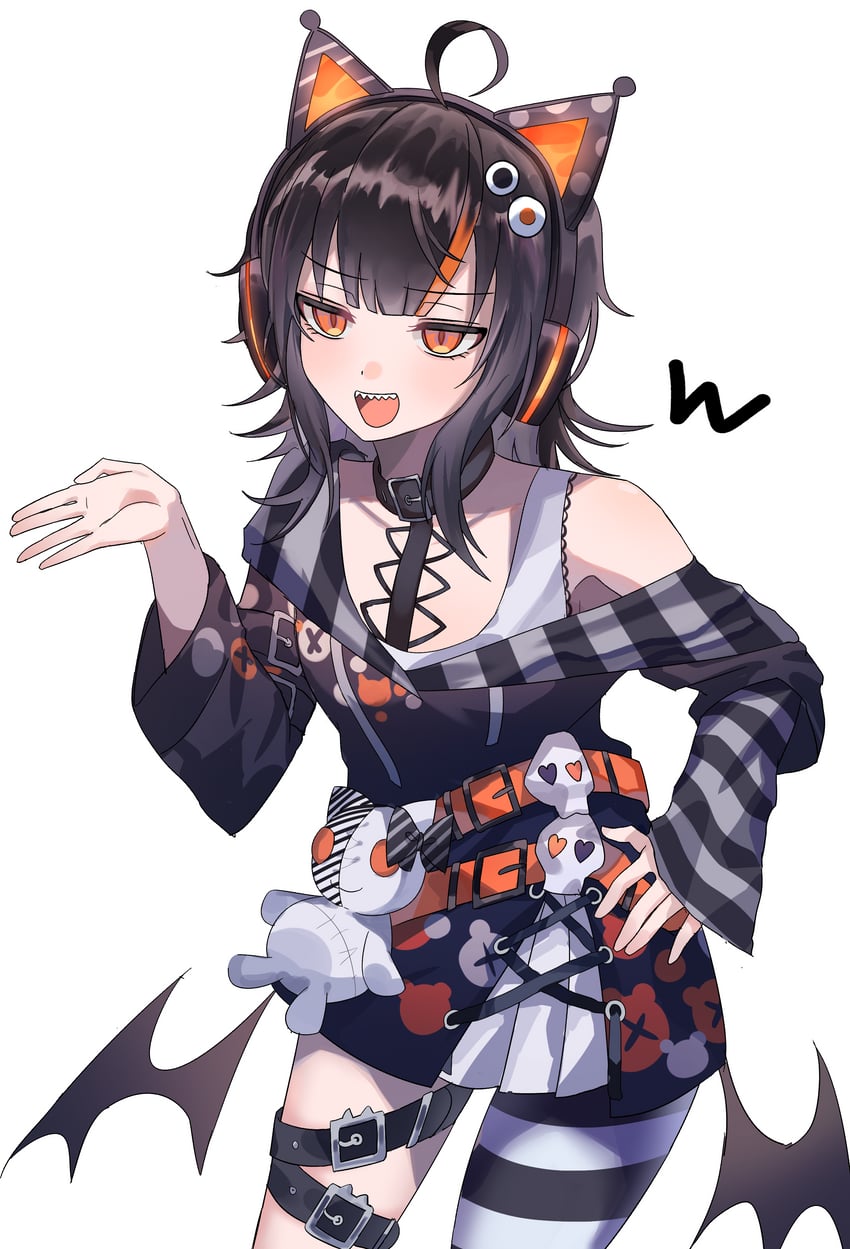 魔法少女的小镇审判、泽渡可可 1名女孩 :D 兽耳耳机 兽耳 不对称腿部穿着