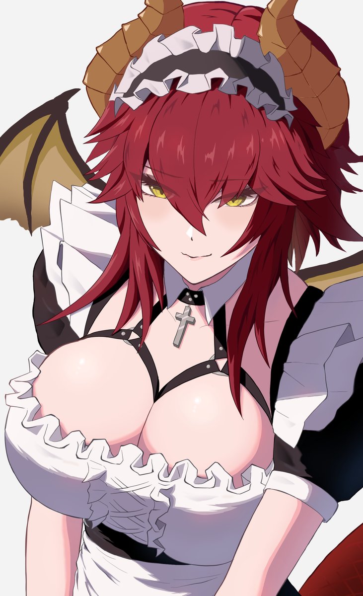 袜子事务所、Zentreya、Zentreya (龙形态) 1名女孩 替换服装 发型长度变动 (更短) 围裙 黑色连衣裙