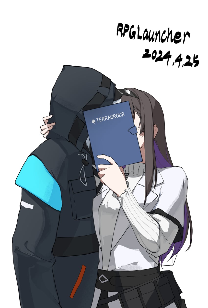 明日方舟、博士 (明日方舟)、普瑞赛斯 (明日方舟) 1名女孩 1个其他角色 作者名 黑色发带 黑色夹克
