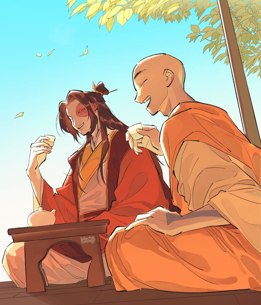 降世神通：最后的气宗、降世神通：传奇、安 2个男孩 手臂纹身 秃头 黑发 蓝天