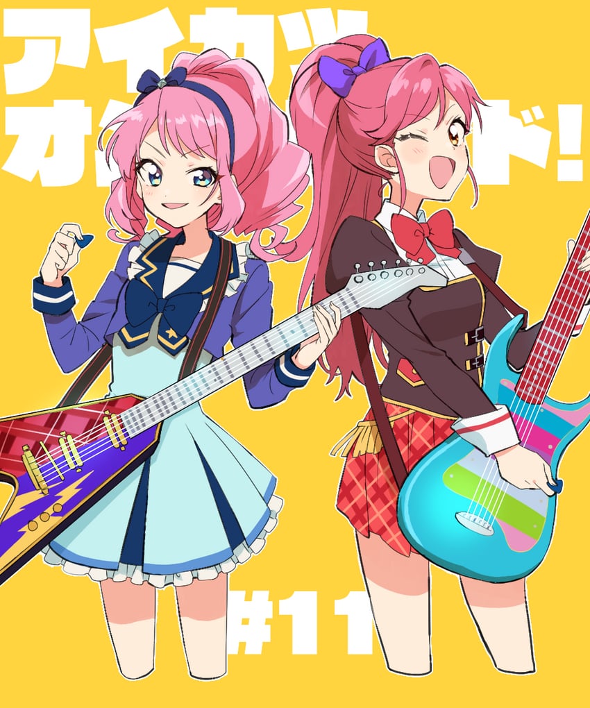 偶像活动、偶像活动、偶像活动Stars! 2名女孩 :D 微笑 黑色夹克 蓝眼