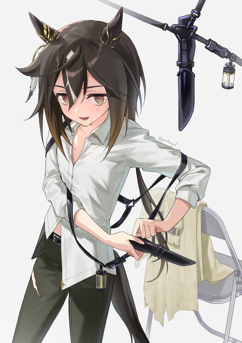 赛马娘、黄金旅程 (赛马娘)、黄金旅程 (赛马娘) 1名女孩 :D 腰带 黑色皮带 黑发