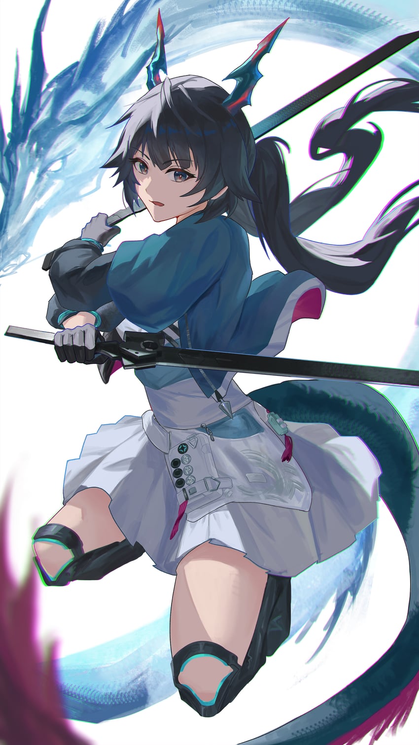 明日方舟、明日方舟：终末地、陈千语 (明日方舟) 1名女孩 黑色靴子 黑瞳 黑色手套 黑发