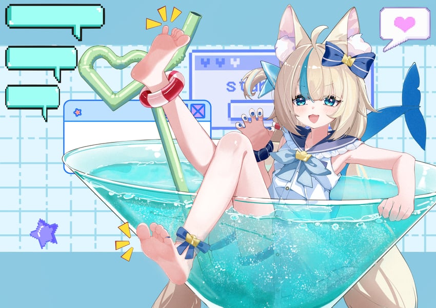 个人势虚拟主播、Sameko Saba、Sameko Saba (第一套服装) 1名女孩 猫脸笑 :D 呆毛 兽耳毛