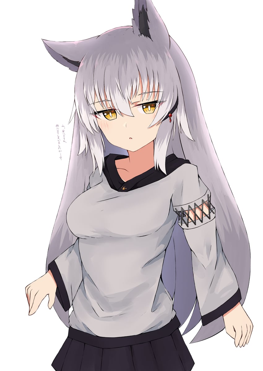 原创 1名女孩 兽耳毛 兽耳 黑色裙子 乳房