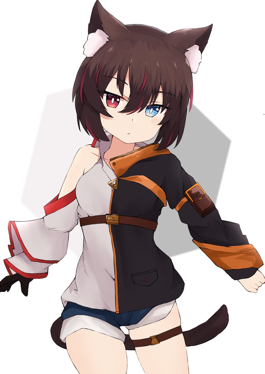 原创 1名女孩 兽耳毛 兽耳 黑色手套 黑色夹克