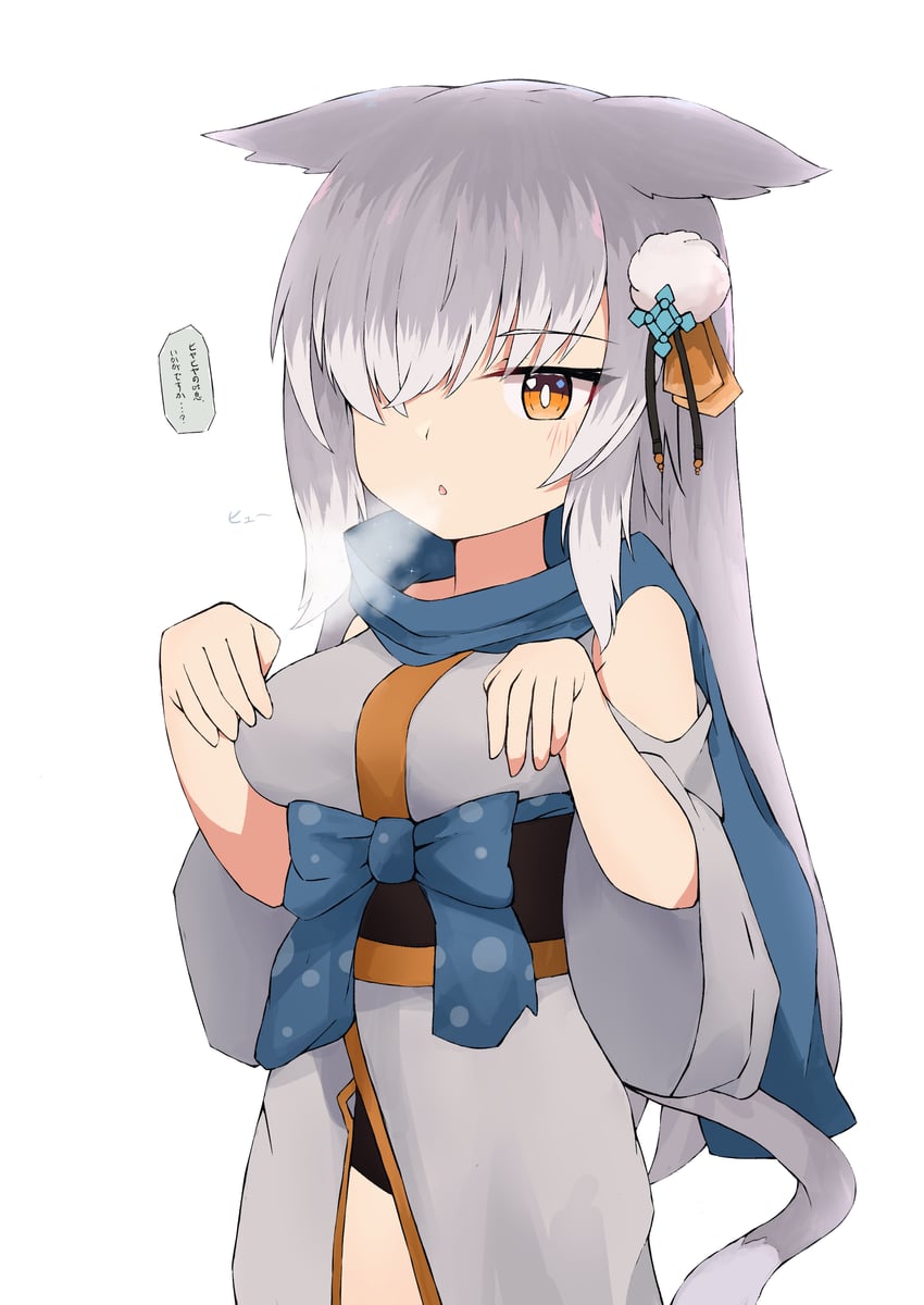原创 1名女孩 兽耳 蓝色蝴蝶结 蓝色围巾 蝴蝶结