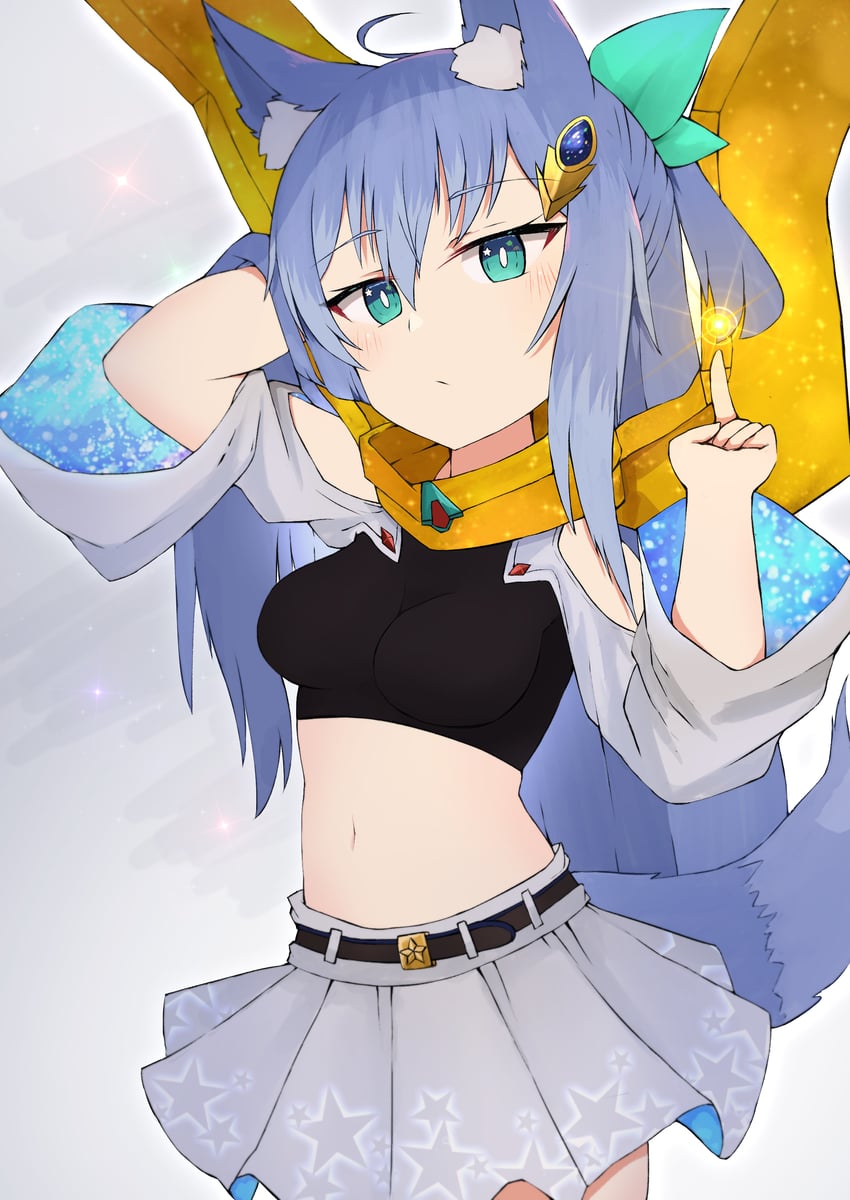 原创 1名女孩 呆毛 兽耳毛 兽耳 手放在头后