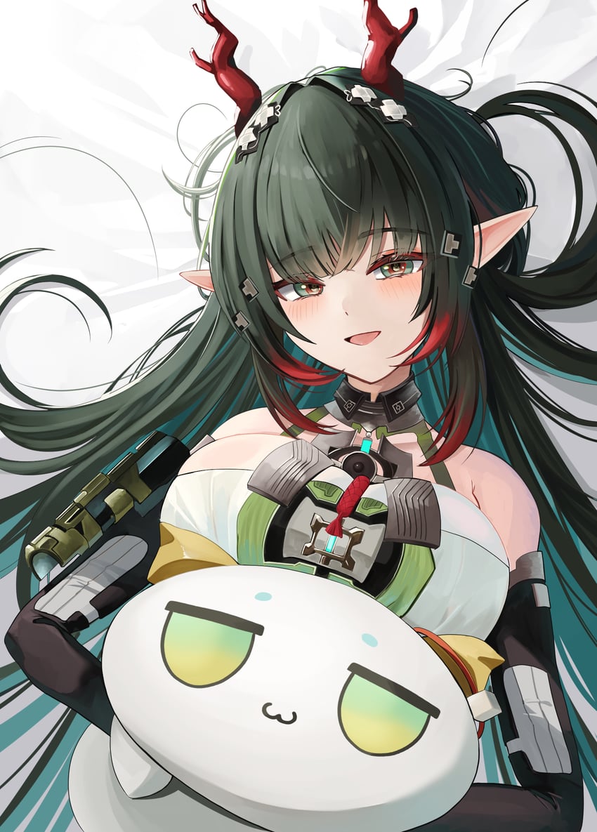 明日方舟、明日方舟：终末地、庄芳怡 (明日方舟) 1名女孩 :D 露肩 黑发 黑色袖子