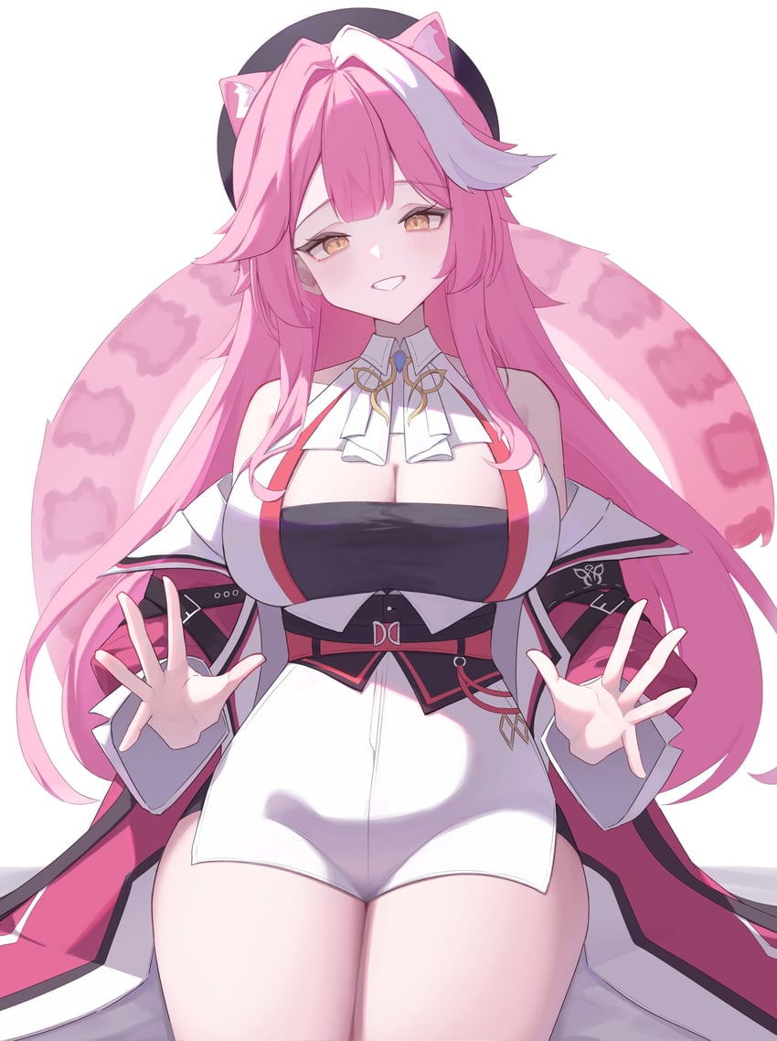 Hololive、Hololive英语、Raora Panthera (Hololive) 1名女孩 兽耳 阿斯科特领巾 露肩 贝雷帽