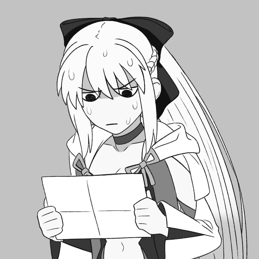 Fate/Grand Order、Fate系列、摩根勒菲 (Fate) 1名女孩 蝴蝶结 辫子 乳房 项圈