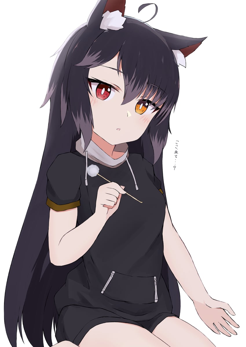 原创 1名女孩 呆毛 兽耳毛 兽耳 赤脚