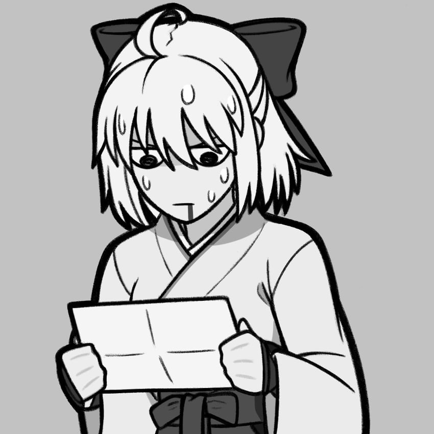 Fate/Grand Order、Fate系列、冲田总司 (Fate) 1名女孩 血 嘴角流血 蝴蝶结 发带蝴蝶结