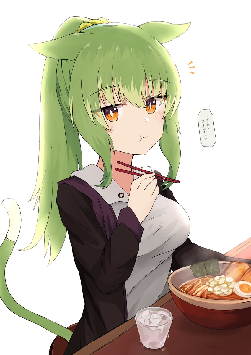 原创 1名女孩 :t 兽耳 黑色夹克 脸红