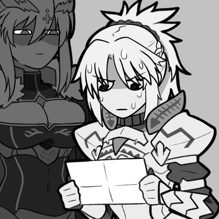 Fate/Grand Order、Fate系列、阿尔托莉雅·潘德拉贡 (Fate) 2名女孩 铠甲 辫子 乳房 斗篷