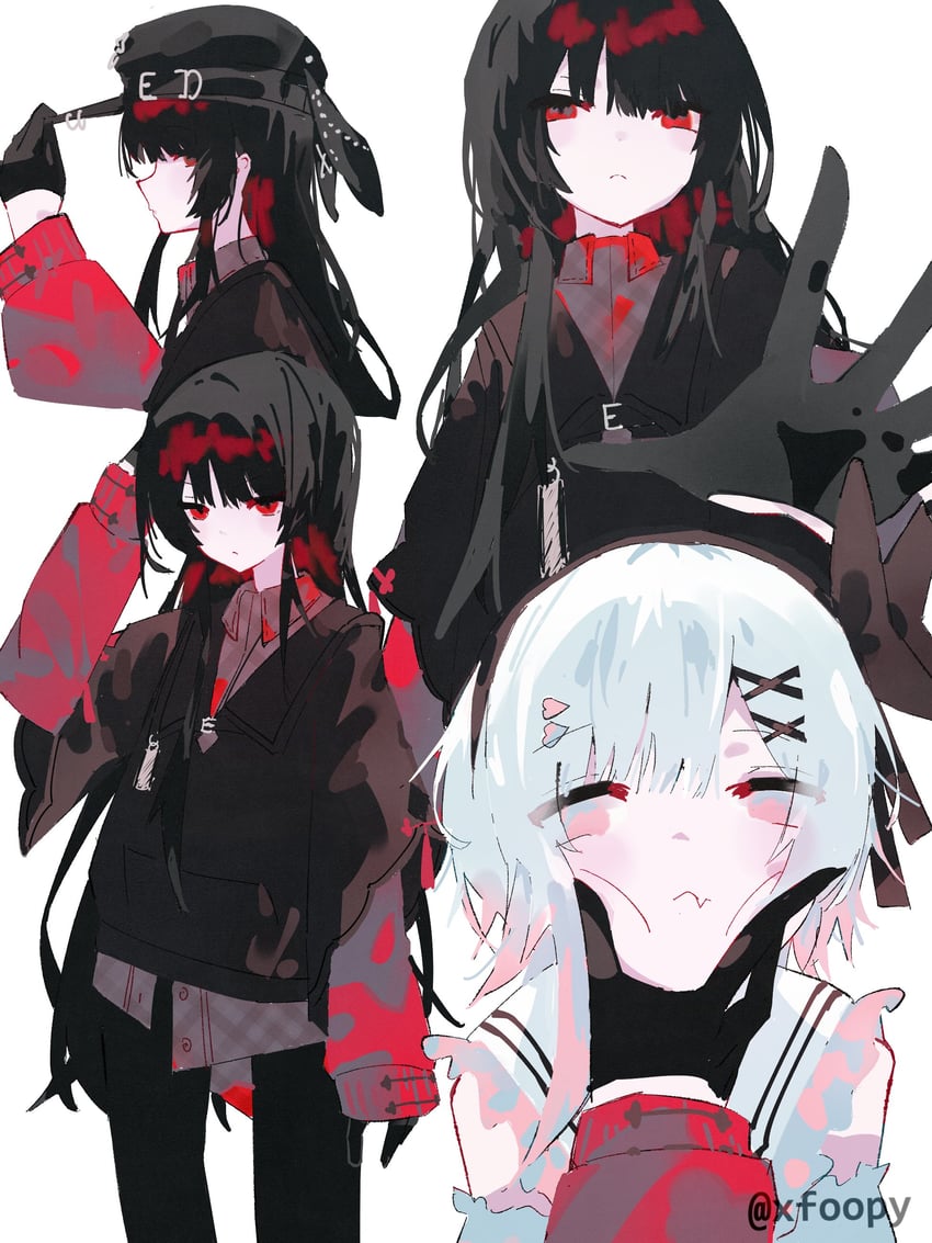 Book Off、魔法少女的小镇审判、二阶堂博 2名女孩 露肩 黑色手套 黑发 黑色发带