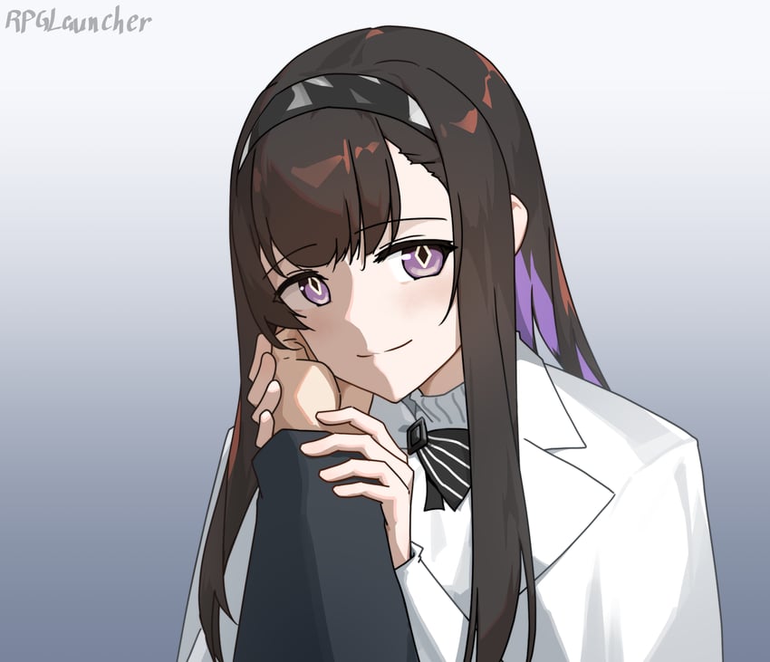 明日方舟、普瑞赛斯 (明日方舟) 1名女孩 作者名 黑色蝴蝶结 黑色发带 蝴蝶结