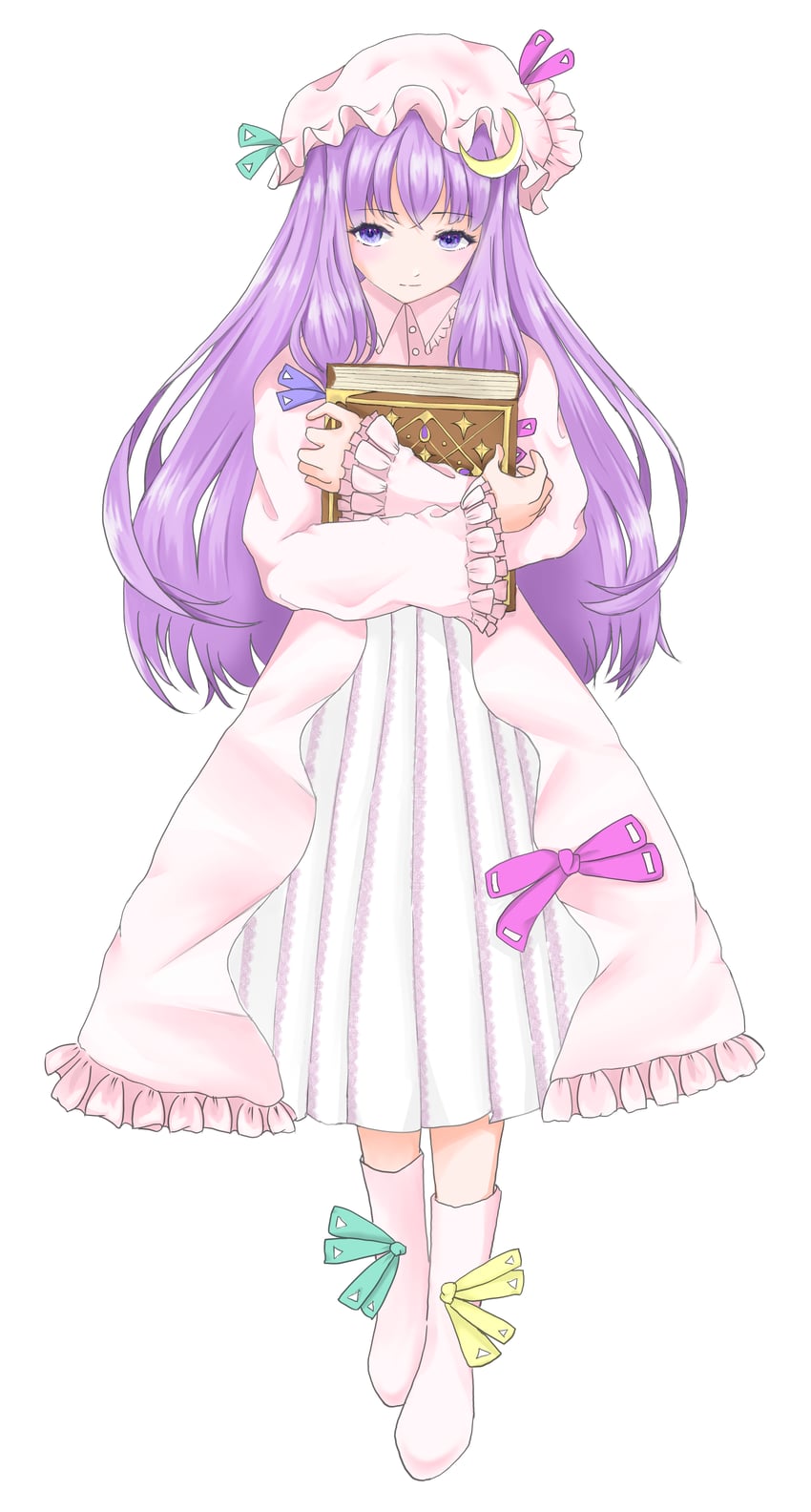 东方Project、帕秋莉·诺蕾姬 1名女孩 书 靴子 闭嘴 新月