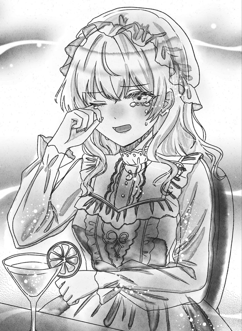 东方Project、玛艾露贝莉·赫恩 1名女孩 椅子 鸡尾酒杯 牛仔镜头 哭泣