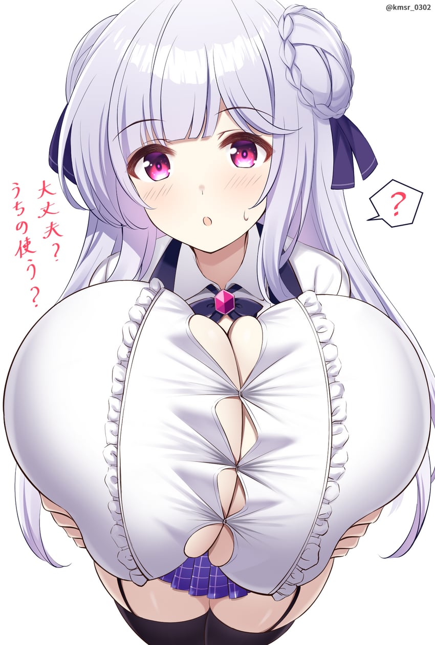 碧蓝航线、小天鹅 (碧蓝航线) 1名女孩 乳房 乳沟 吊袜带 巨乳