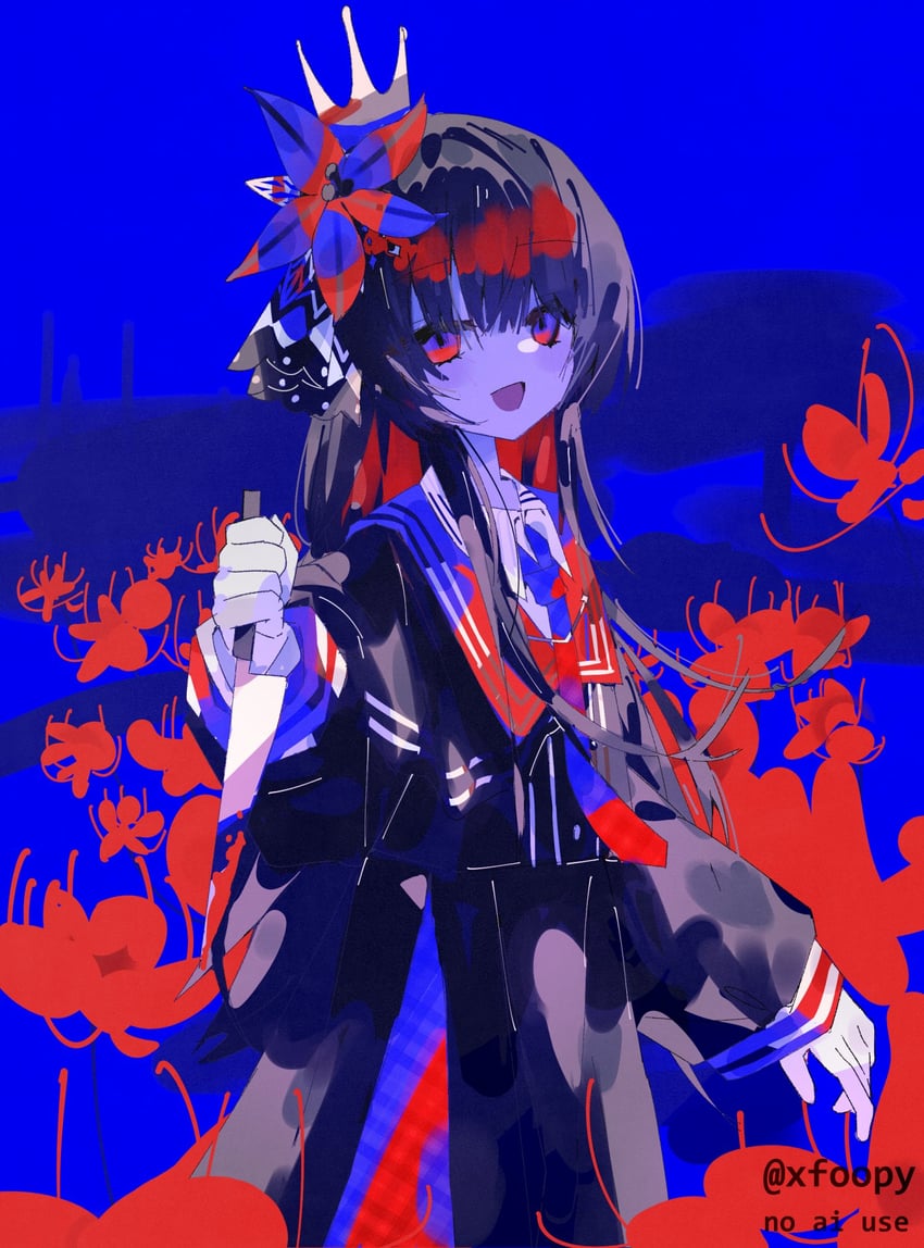 魔法少女的小镇审判、二阶堂博 作者名 黑色小披肩 黑发 黑衬衫 黑色裙子