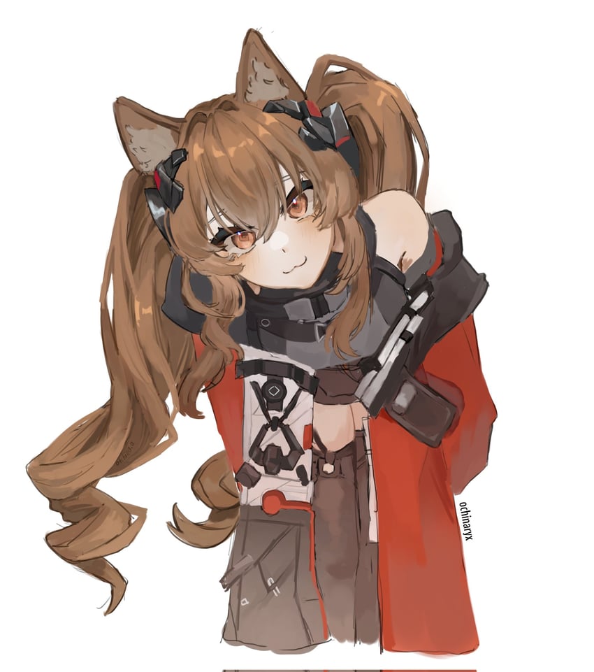 明日方舟、明日方舟：终末地、安洁莉娜 (明日方舟) 1名女孩 猫脸笑 兽耳毛 兽耳 作者名