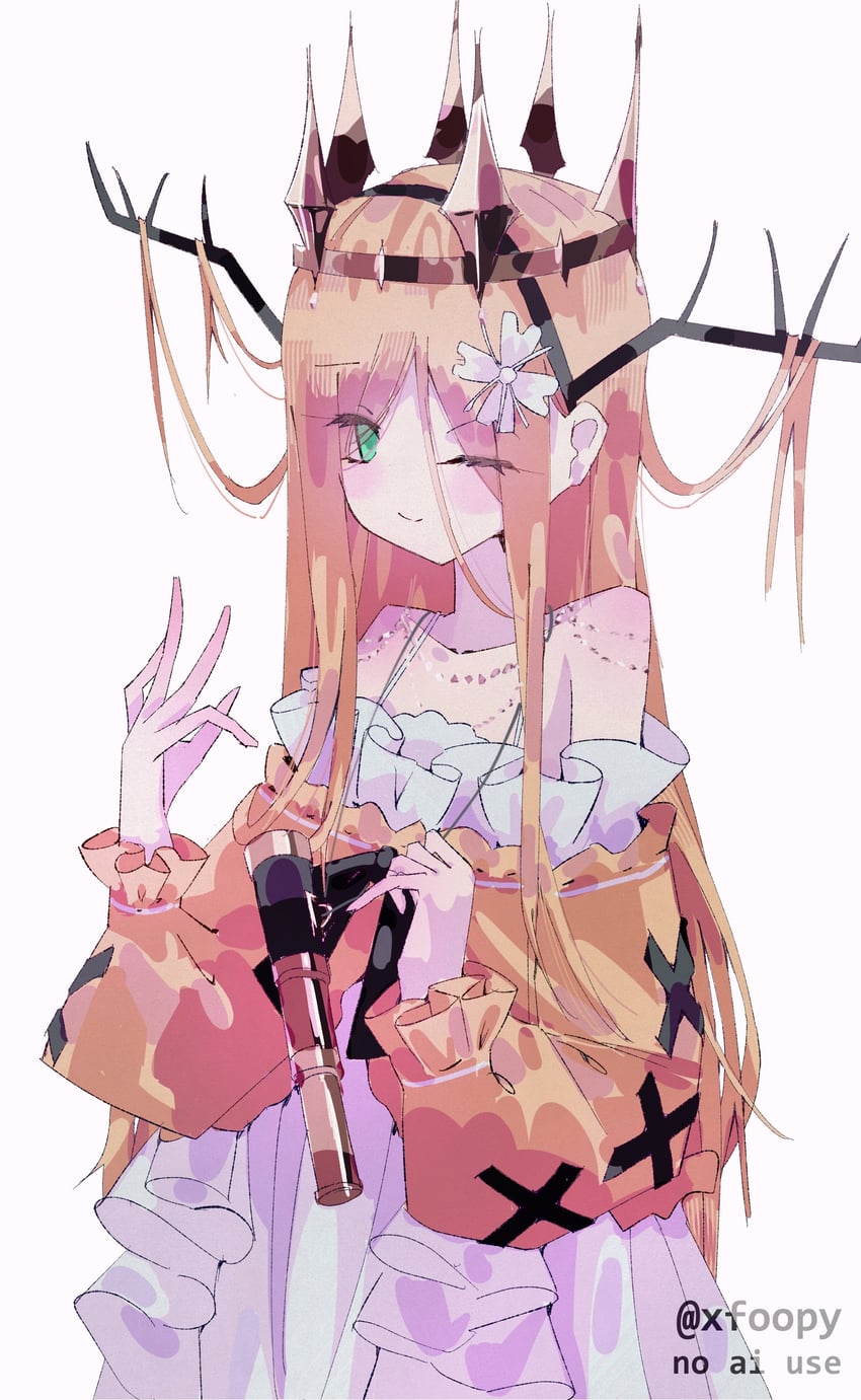 原创 1名女孩 鹿角 作者名 露肩 金发