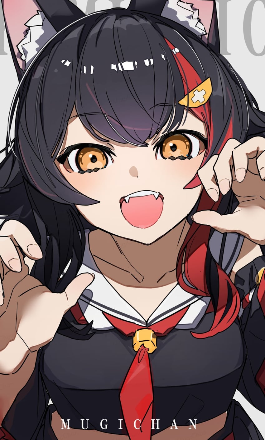 Hololive、大神澪、大神澪 (第一套服装) 1名女孩 :D 兽耳毛 兽耳 作者名