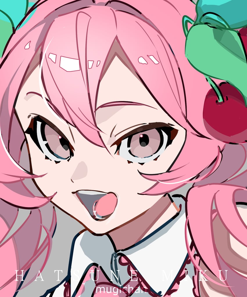 VOCALOID、初音未来、樱花未来 1名女孩 :D 樱桃 樱桃发饰 项圈