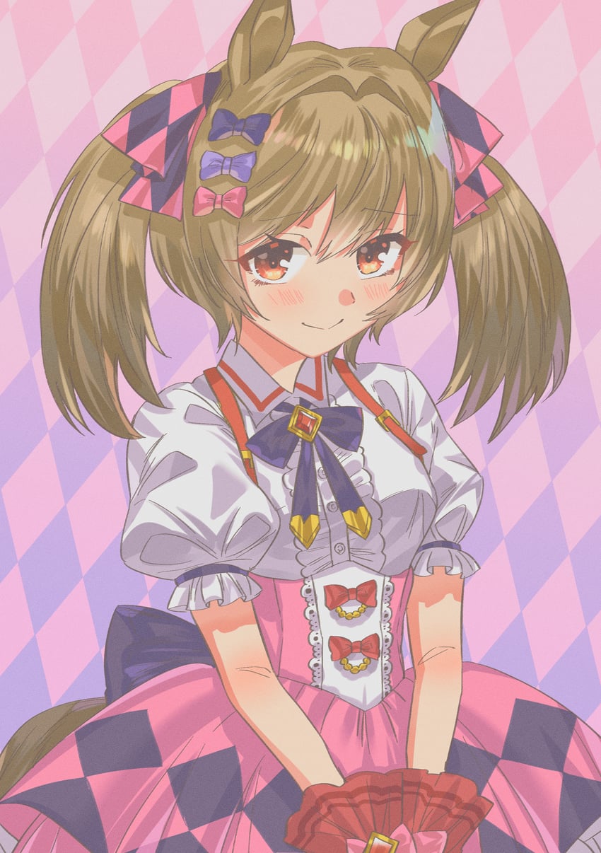 赛马娘、醒目飞鹰 (Love 4ever) (赛马娘)、醒目飞鹰 (赛马娘) 1名女孩 兽耳 脸红 蝴蝶结 乳房