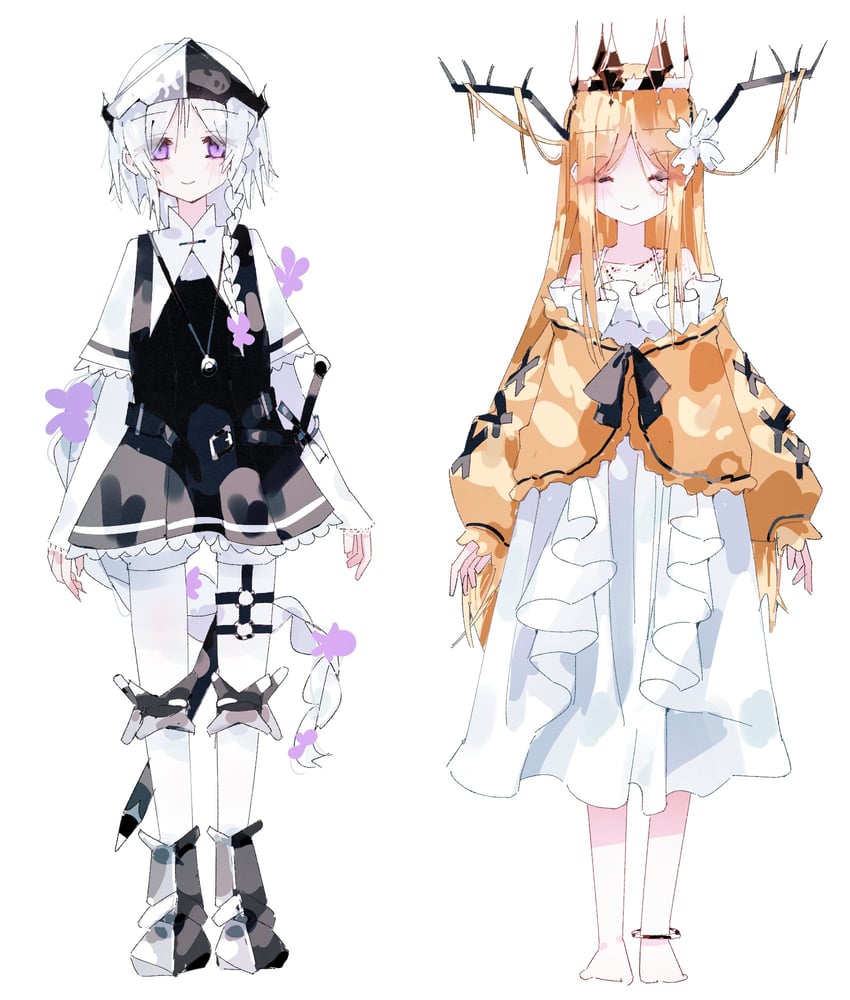原创 2名女孩 脚链 鹿角 作者名 露肩
