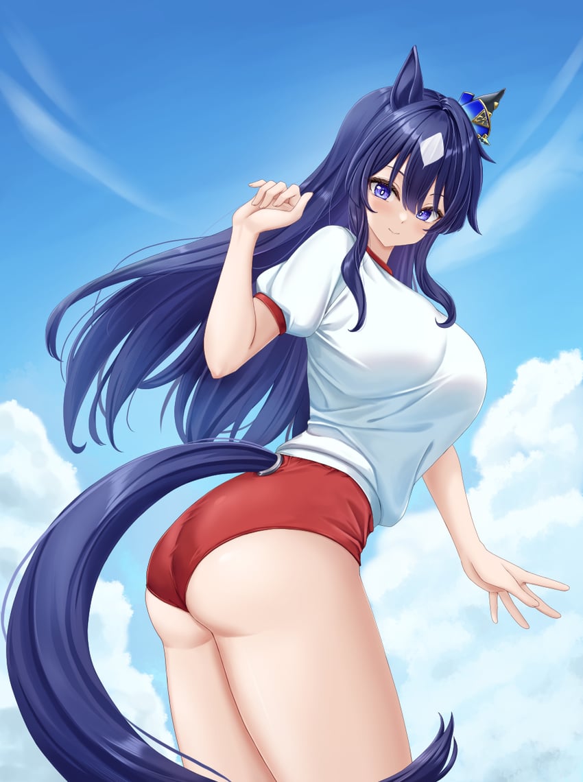 赛马娘、薇儿希娜 (赛马娘) 1名女孩 兽耳 屁股 蓝眼 蓝发