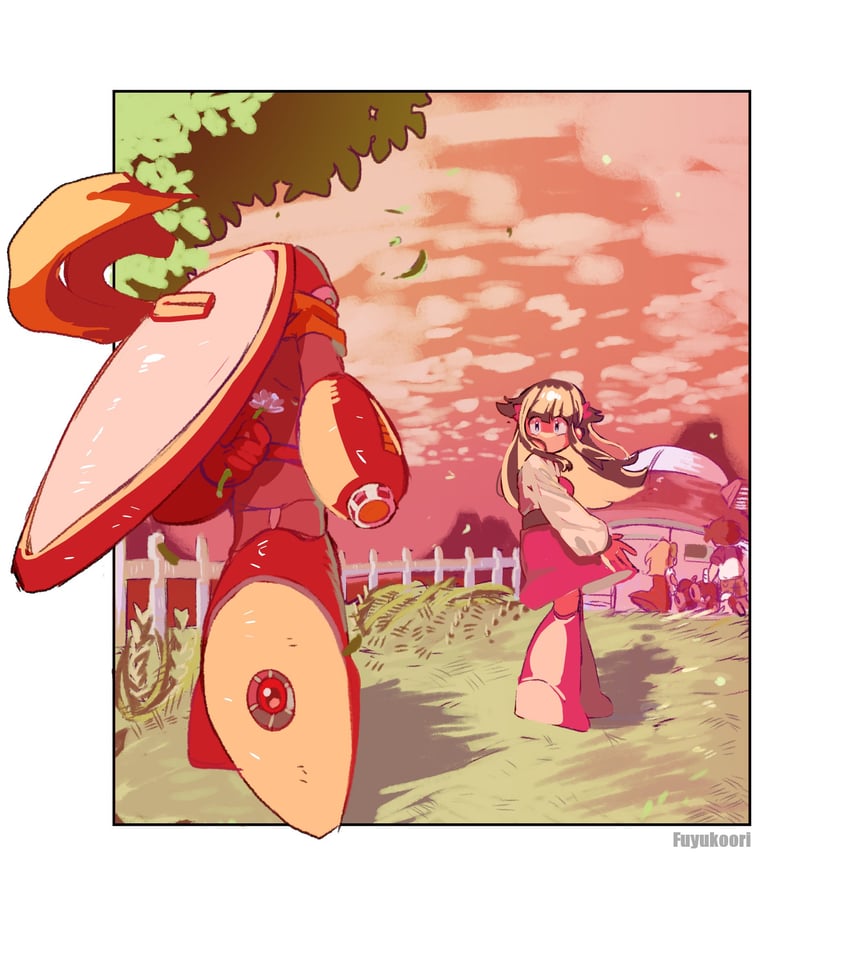 洛克人、洛克人系列、洛克人 (角色) 1名男孩 1名女孩 机器人 手臂炮 金发