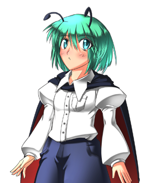 labyrinth of touhou、东方迷宫 (系列)、东方Project 1名女孩 :< 触角 黑色披肩 蓝眼