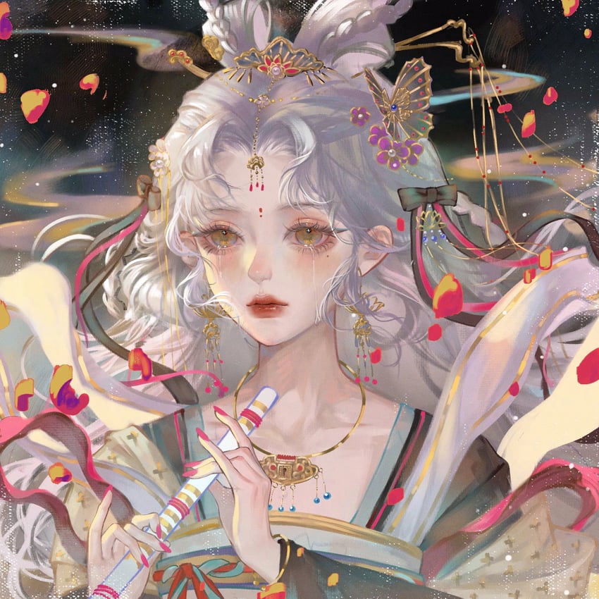 原创 1名女孩 ancient chiness 旗袍 中国风服饰 哭泣
