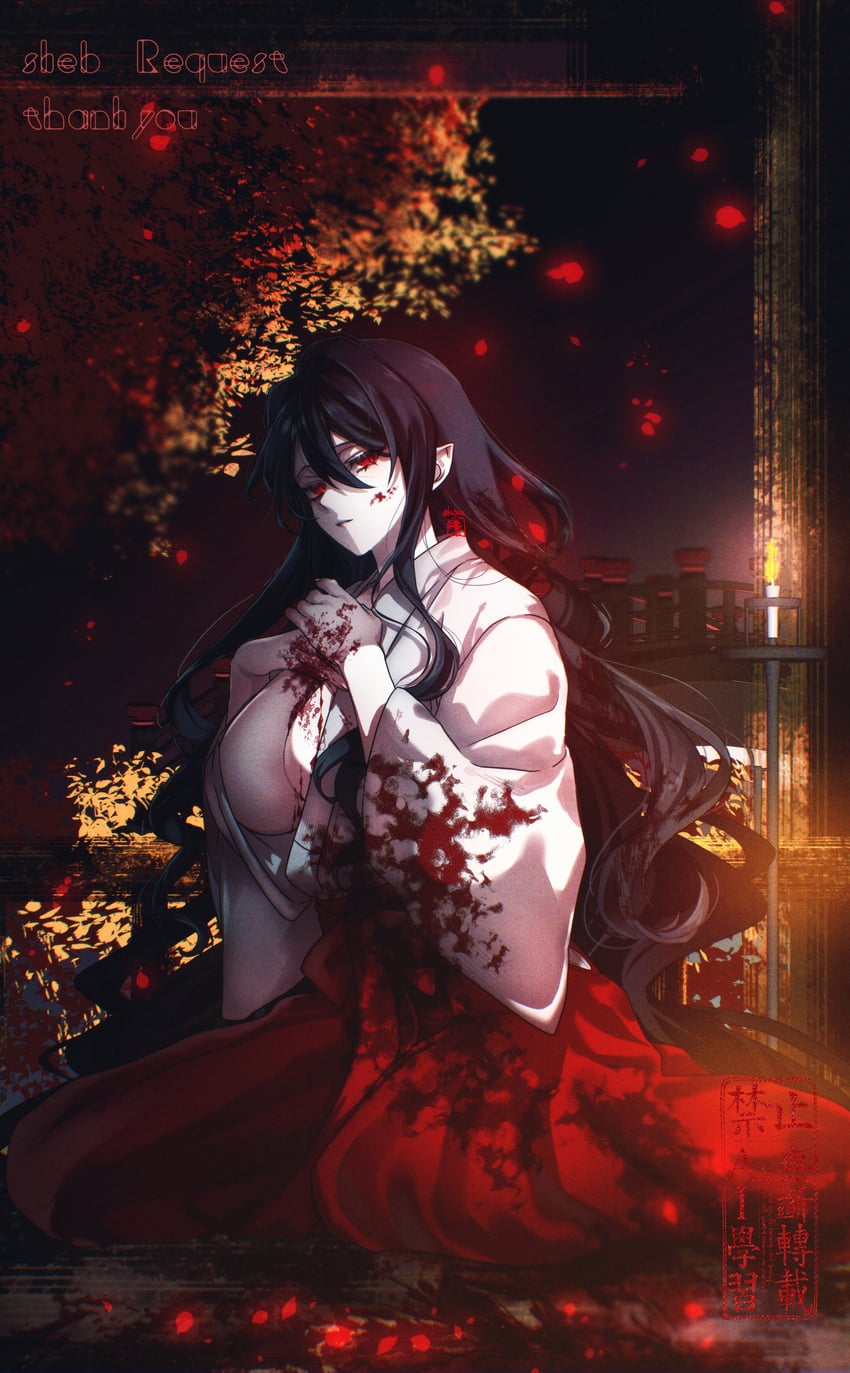 原创 1名女孩 黑发 血 衣服上的血迹 脸上带血