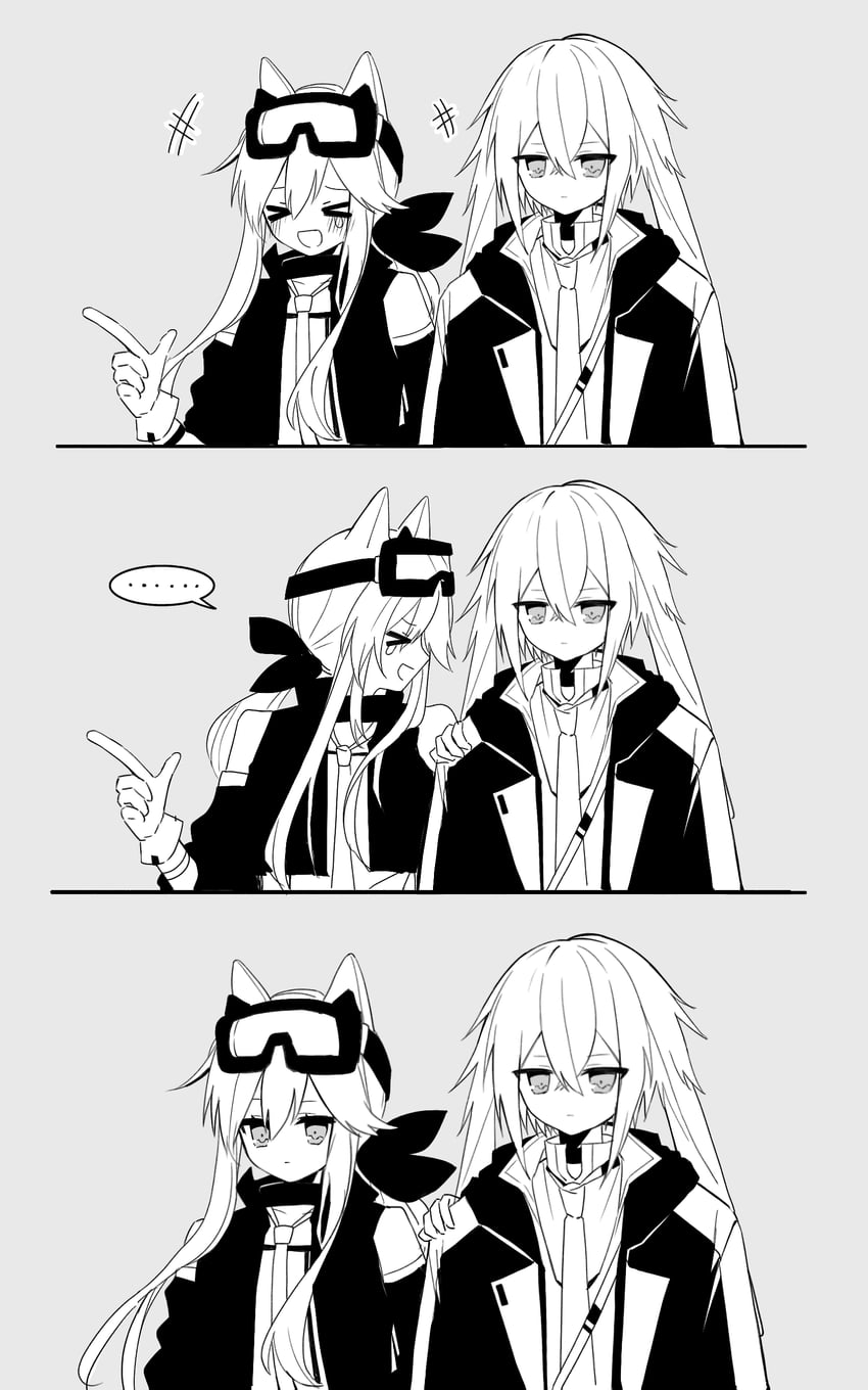 明日方舟、安赛尔 (明日方舟)、卡缇 (明日方舟) +++ ... 1名男孩 1名女孩 三格漫画