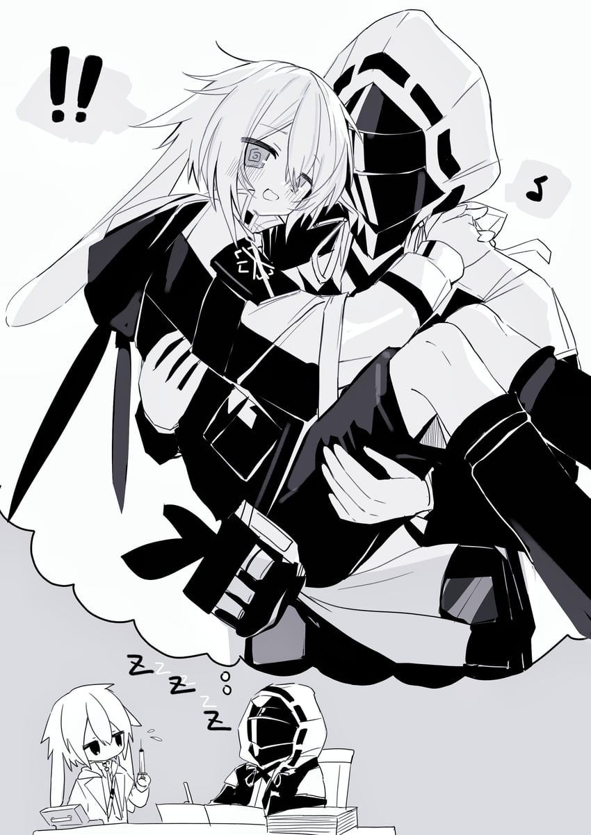 明日方舟、安赛尔 (明日方舟)、博士 (明日方舟) ! 1名男孩 1个其他角色 @_@ 兽耳