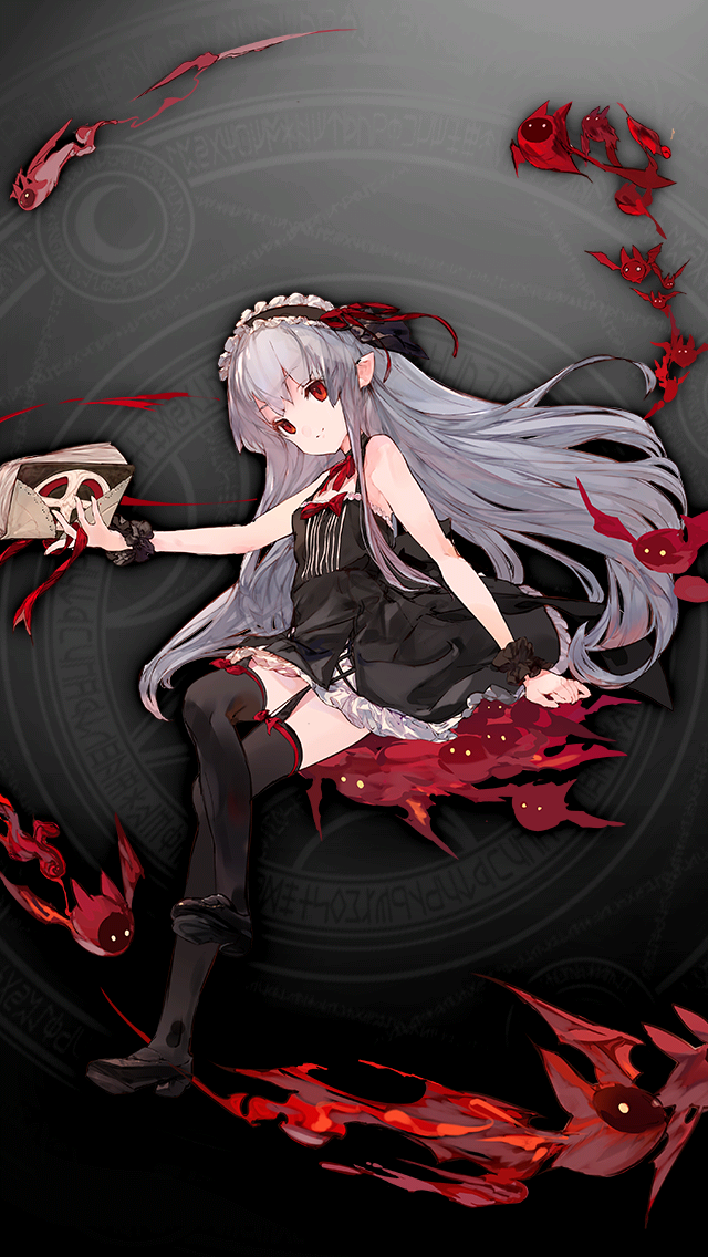 格林笔记、carmilla (grimms notes)、carmilla (repage) (grimms notes) 1名女孩 蝙蝠翅膀 黑色连衣裙 黑鞋 黑色过膝袜