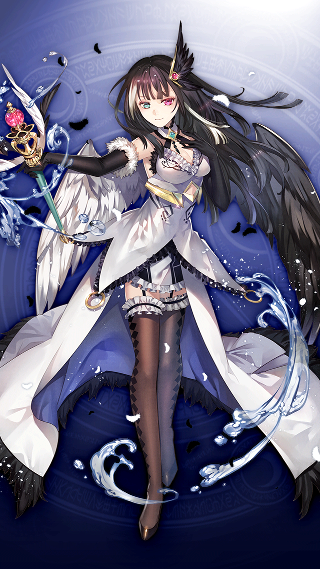 格林笔记、odette-odile (grimms notes)、odette-odile (repage) (grimms notes) 1名女孩 不对称翅膀 黑色手套 黑发 黑色翅膀