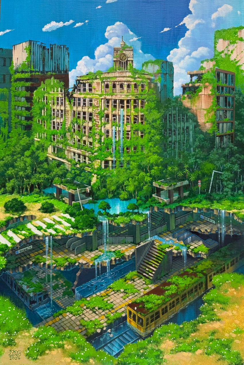 原创 2026年 荒废的 蓝天 建筑物 时钟