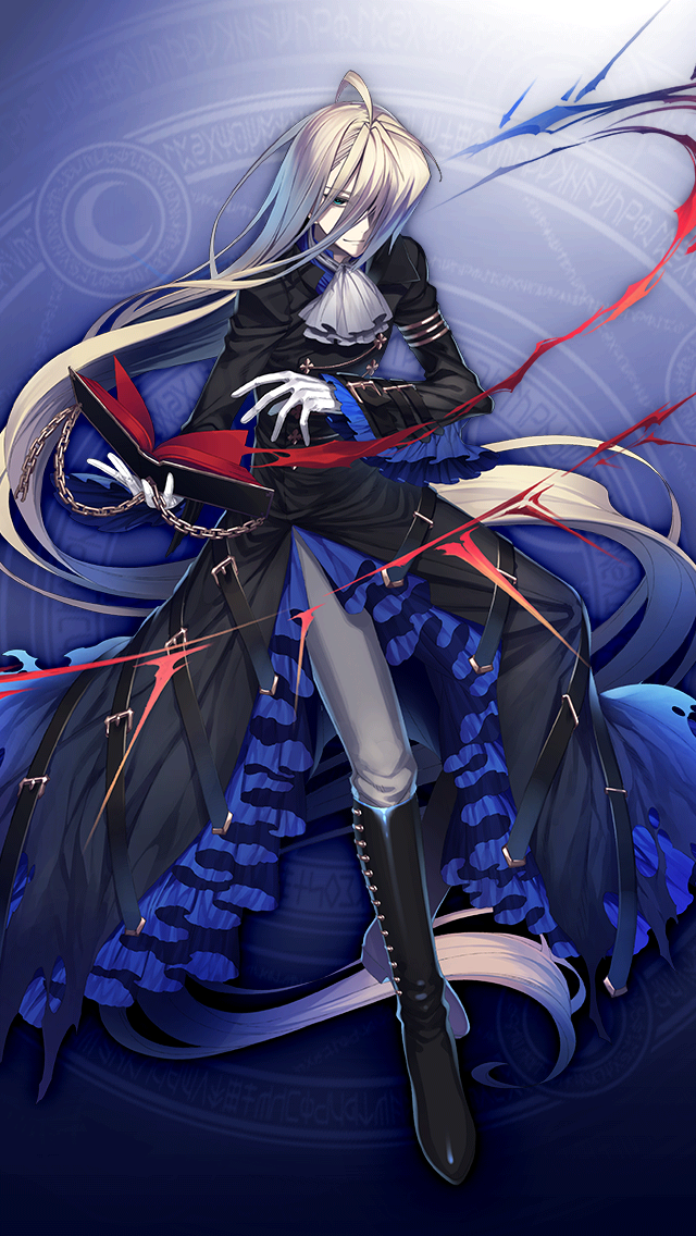 格林笔记、shadow romeo (grimms notes) 1名男孩 荒谬的长发 阿斯科特领巾 蓝色背景 蓝眼