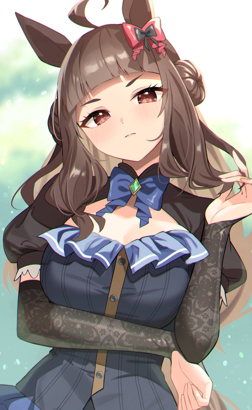 赛马娘、赛马娘：芦毛灰姑娘、dynam heroine (umamusume) 1名女孩 兽耳 马耳 马娘 看向观众