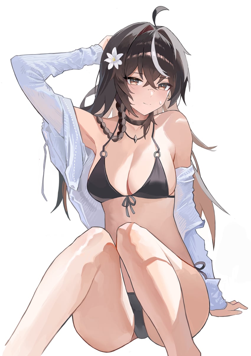 尘白禁区、契尔诺·克尔凯郭尔 1名女孩 比基尼 乳房 meursault(snowbreak) 泳装