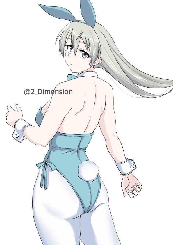 强袭魔女、世界魔女系列、艾拉·伊尔玛塔·尤蒂莱南 1名女孩 替换服装 兽耳 背影 露肩